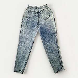 Vintage 80s No Excuses Mom Jeans Womens 24x28 Blue Acid Wash High Rise Tapered